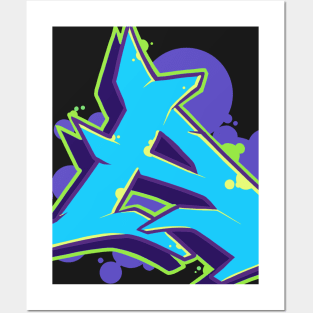 Letter A - Graffiti Street Art Style Blue Posters and Art